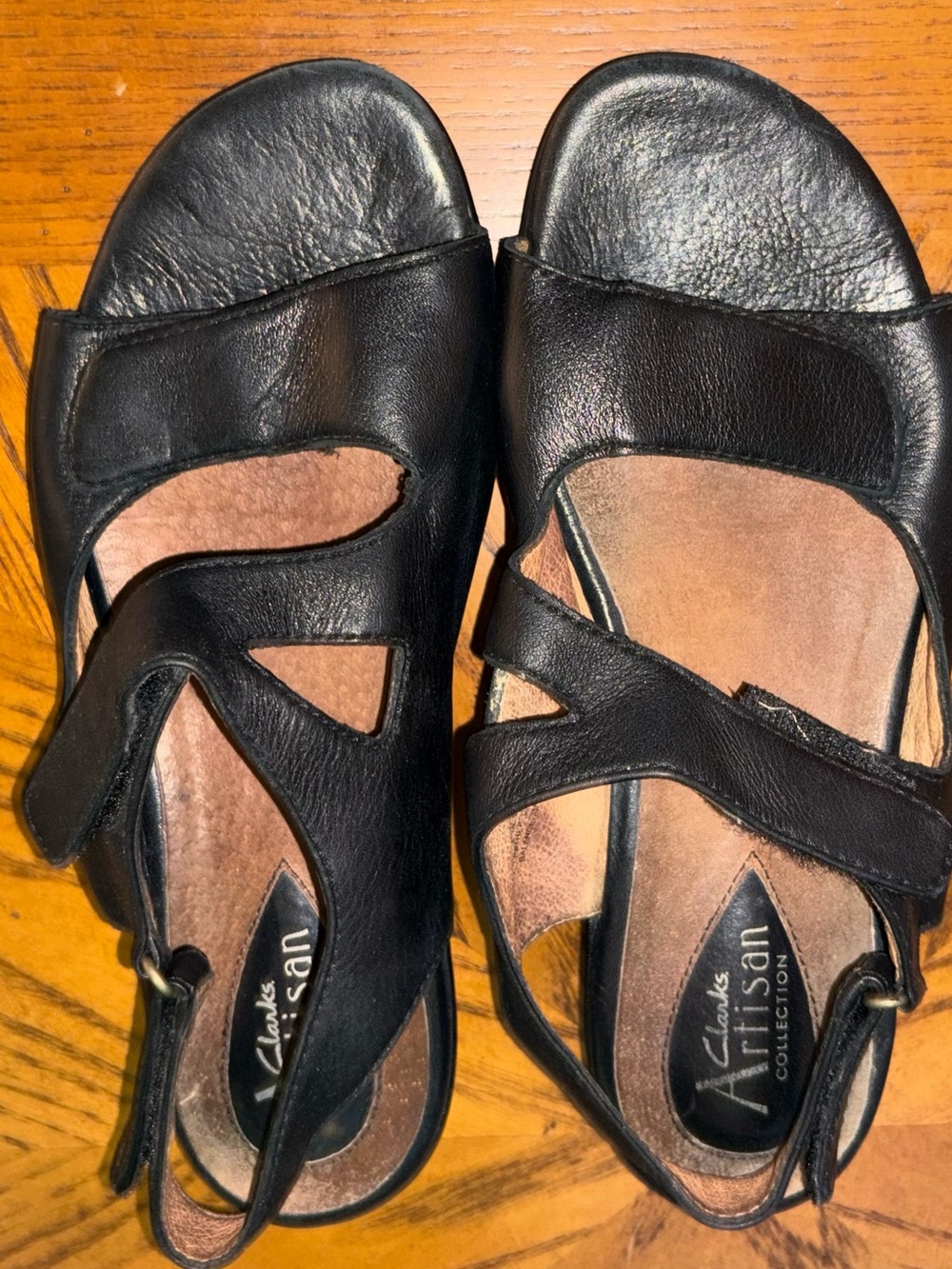Clarks Black Leather Comfort Slingback Sandals size 7